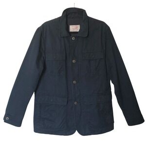Article 365 Mens Field Jacket Cotton Canvas Front Zip Pockets Coat Black Large